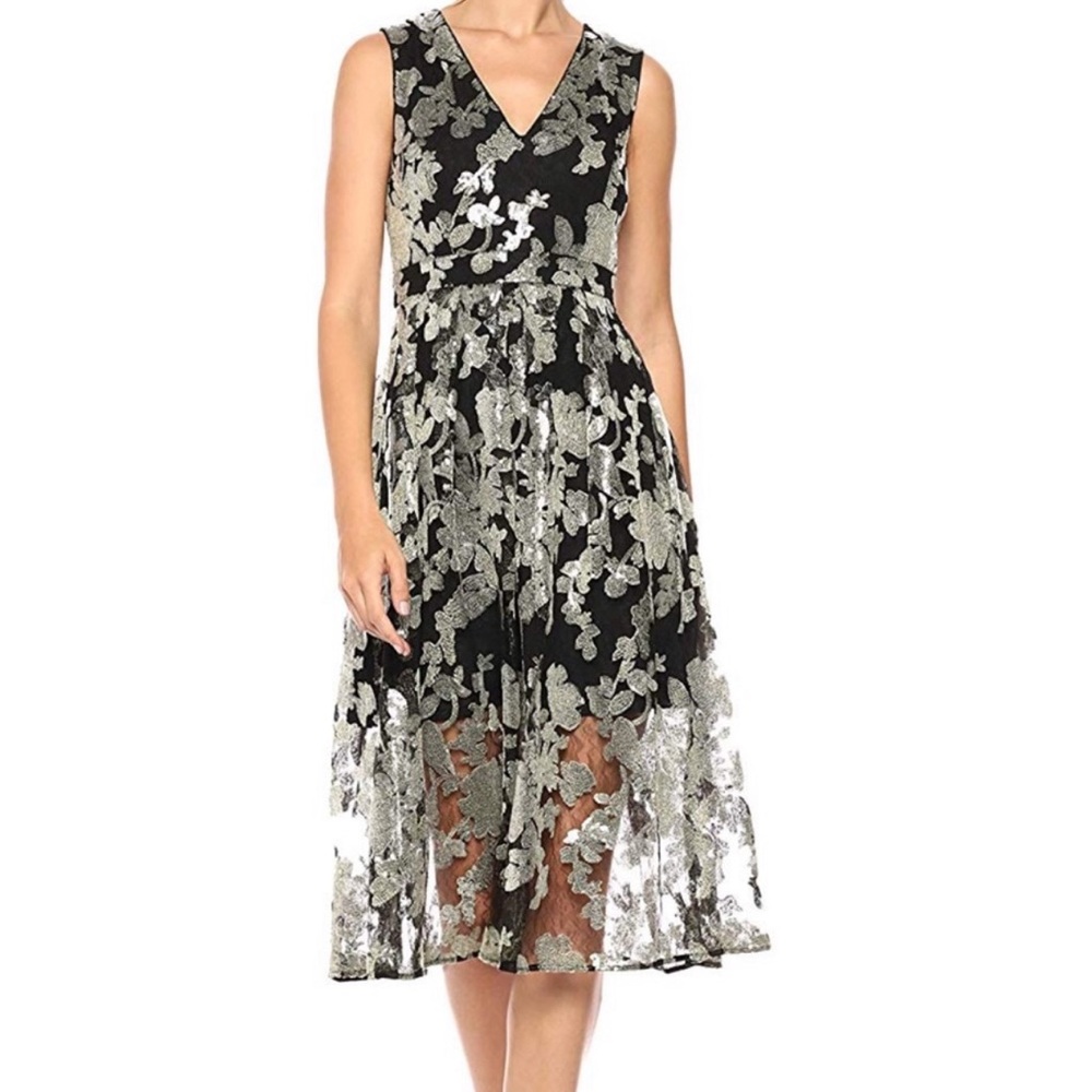 Vince Camuto Black with Sequin Midi Dress